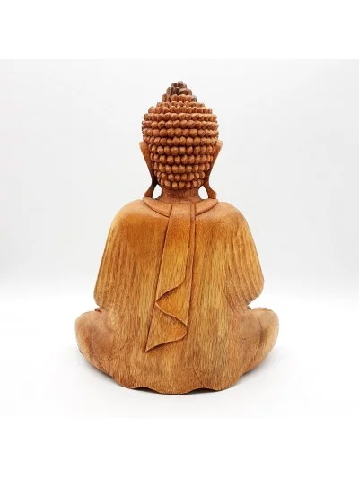 Statue Bouddha en Bois 31cm - Vertus, Bienfaits et Propriétés Litho...