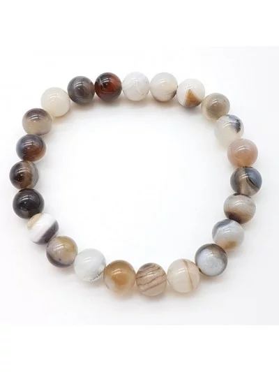 Bracelet Agate Botswana 8mm - Lithothérapie Gaiance Minéraux