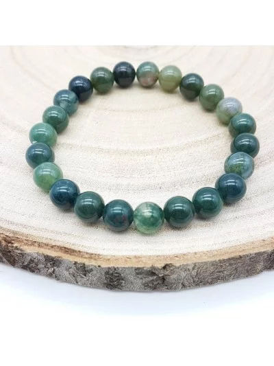 Bracelet Agate Mousse 8mm - Vertus, Bienfaits et Propriétés Lithoth...