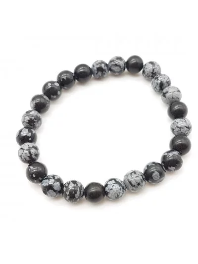 Bracelet Obsidienne Neige ou Flocon 8mm - Vertus, Bienfaits et Prop...