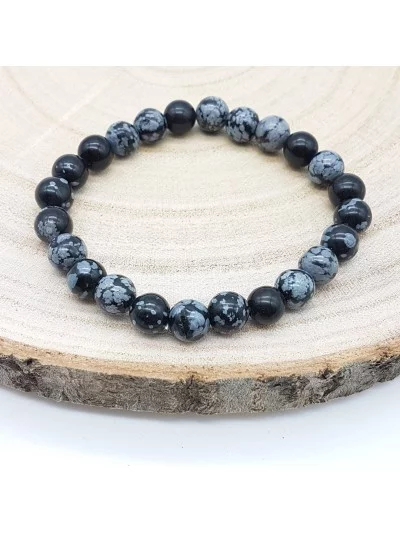 Bracelet Obsidienne Neige ou Flocon 8mm - Vertus, Bienfaits et Prop...
