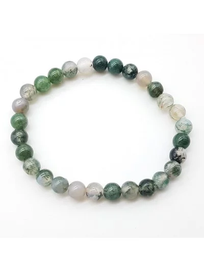 Bracelet Agate Mousse 6mm - Vertus, Bienfaits et Propriétés Lithoth...