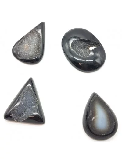Cabochon Agate Noire Druzy Forme Aléatoire - Vertus, Bienfaits et P...