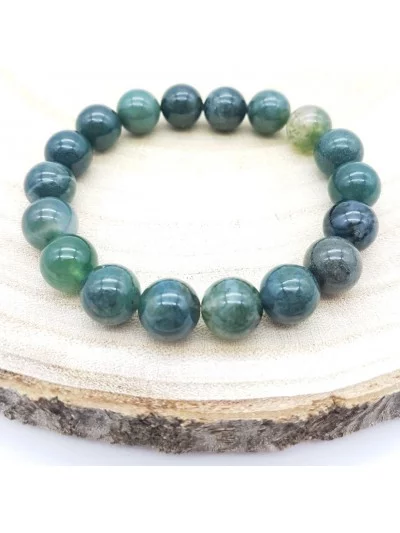 Bracelet Agate Mousse 10mm - Vertus, Bienfaits et Propriétés Lithot...