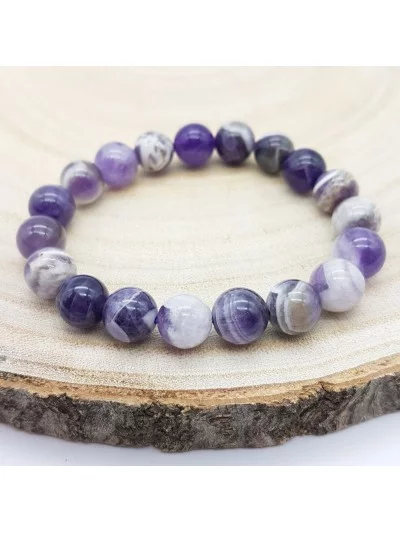 Bracelet Améthyste Chevron 10mm - Vertus, Bienfaits et Propriétés L...
