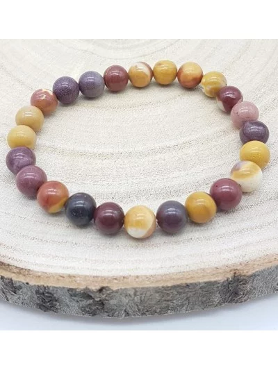 Bracelet Jaspe Mokaite 8mm - Vertus, Bienfaits et Propriétés Lithot...