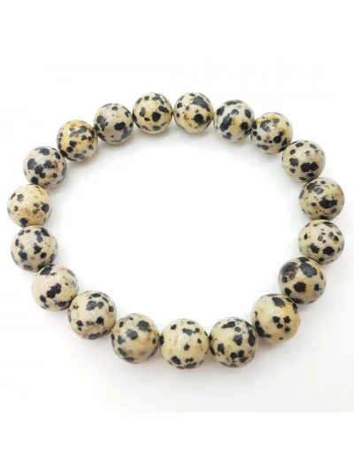 Bracelet Jaspe Dalmatien 10mm - Vertus, Bienfaits et Propriétés Lit...