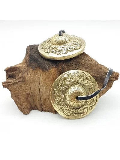 Paire Tingsha Tibétaine 7cm Dragons & Pochette - Vertus, Bienfaits ...