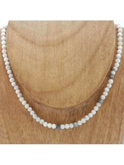 Collier Howlite Blanche 4mm facetté - Vertus, Bienfaits et Propriét...