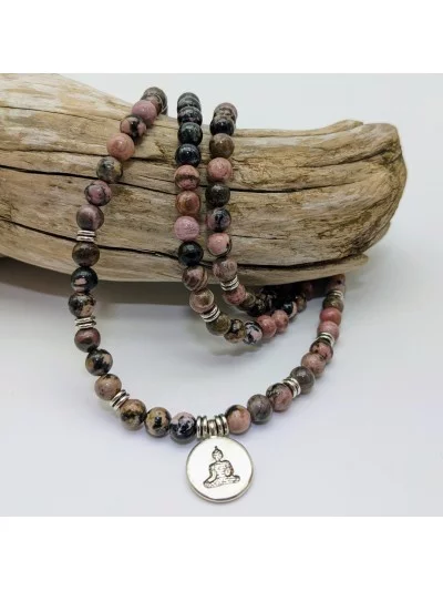 Bracelet Rhodonite multi tours 6mm - Vertus, Bienfaits et Propriété...