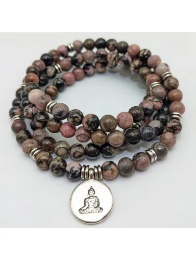Bracelet Rhodonite multi tours 6mm - Vertus, Bienfaits et Propriété...
