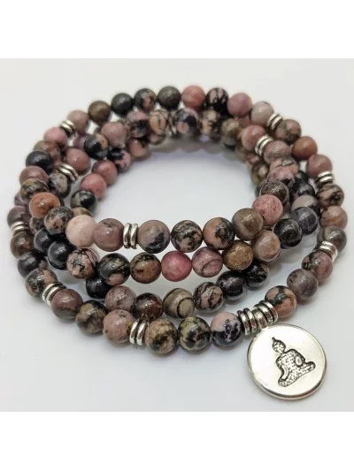Bracelet Rhodonite multi tours 6mm - Vertus, Bienfaits et Propriété...