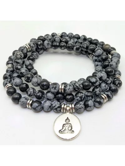 Bracelet Obsidienne Neige multi tours 6mm - Vertus, Bienfaits et Pr...