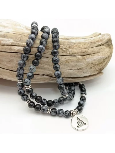 Bracelet Obsidienne Neige multi tours 6mm - Vertus, Bienfaits et Pr...